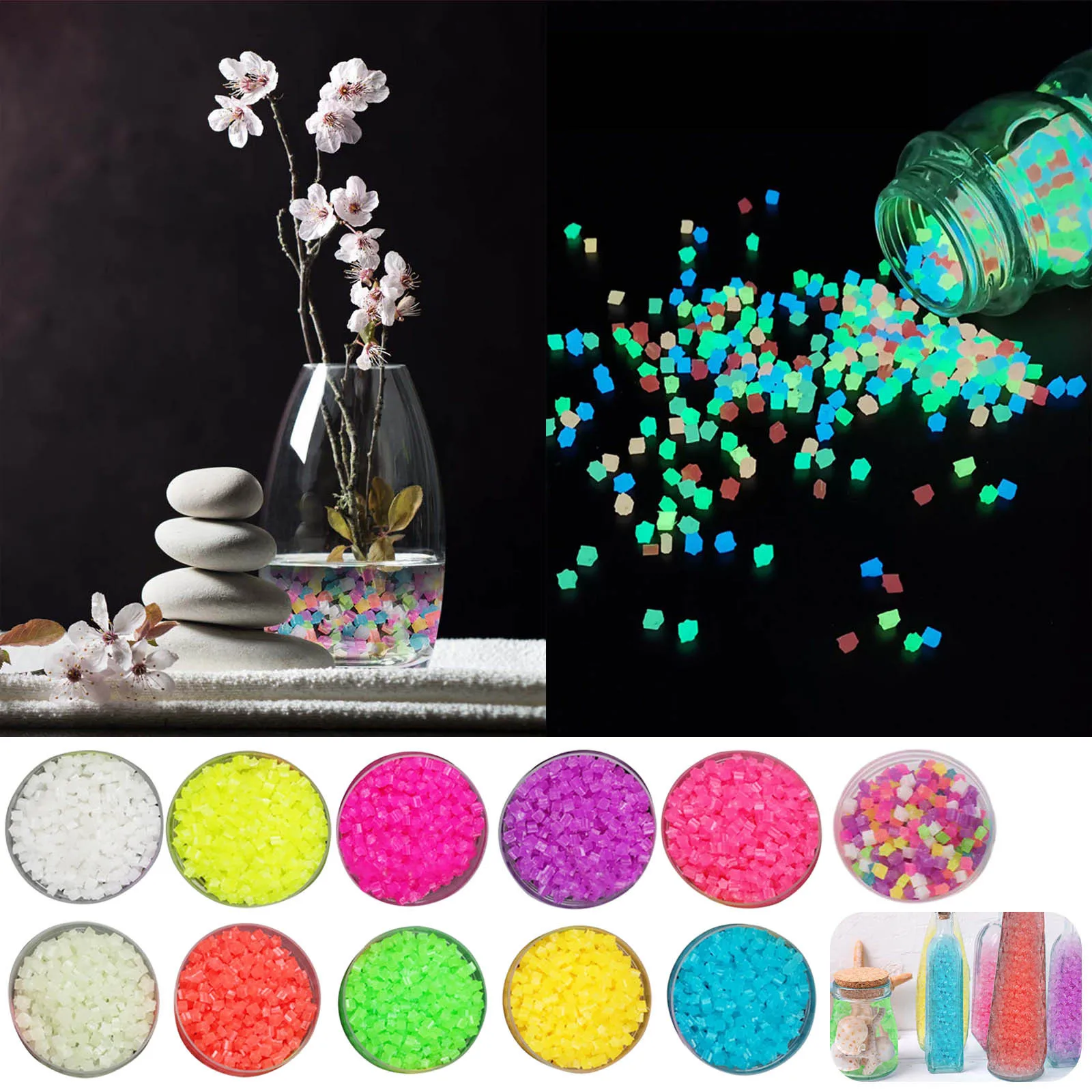 Luminous Stones Glow In Dark Garden Pebbles Fish Tank Decoration Color ...
