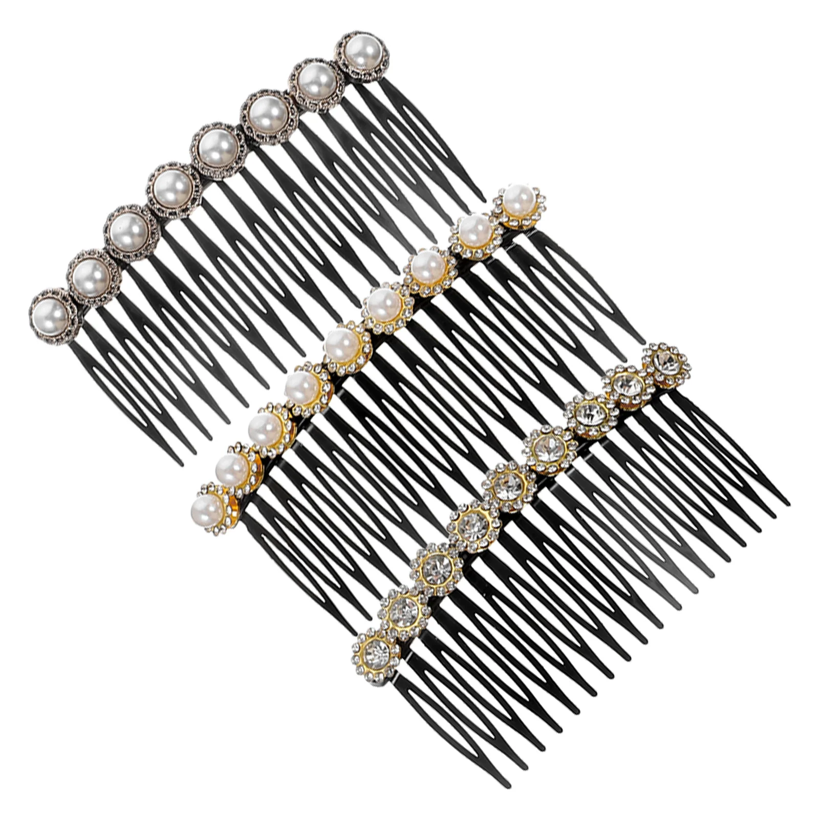 3 Pcs Crystal Hair Comb Broken Hairpin on Female Back of Head Side Comb Girl The Pearl Accessories Combs for Women Miss