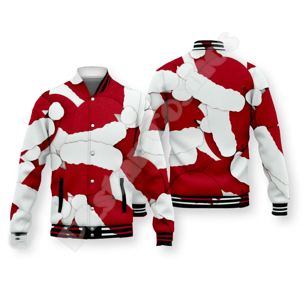 Christmas Santa Claus Pattern Xmas Tree Deer Animal Winter Warm Overcoat 3DPrint Funny Harajuku Button Cotton Baseball Jacket 14