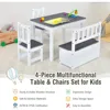 2 in 1 Kids Table and Chair Set, Wood Activity Table with Toy Storage Bench & 2 Chairs for Children Reading, Arts, Crafts 3