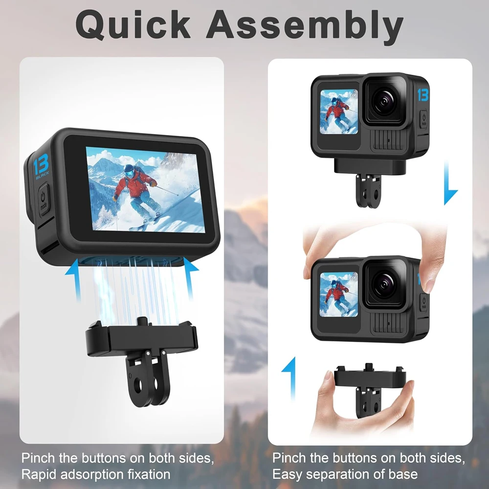 Hero 13 Magnetic Quick Release Mount Aluminium Alloy Base Two Claw Adapter For Gopro Hero 13 Black Action Camera Accessories