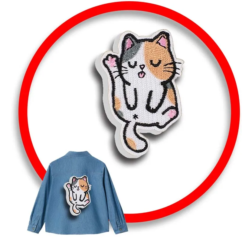 

1pcs Patch Stickers Iron On Patches for Clothing Sewing Love Cat Embroidery Fusible Applique Badge Bag Decoration Stripes
