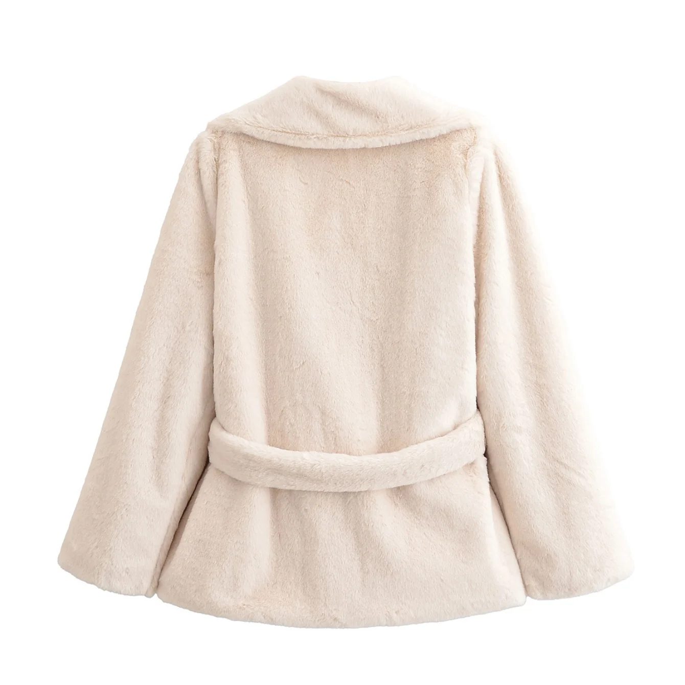 Woman Solid Fur Jacket Coat With Belt Single Breasted Long Sleeve Loose Coat Casual Street Female New Warm Autumn Winter Jackets