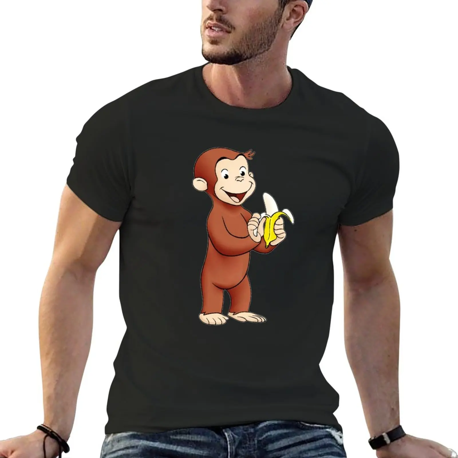 New Courius George Monkey T-Shirt Magliette Personalizzate Abbigliamento Estetico Magliette Nere Magliette Nere Per Uomo