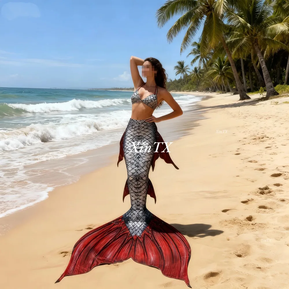 女性のためのマーメイドテール水着、水泳可能な水着、ビーチ、砂