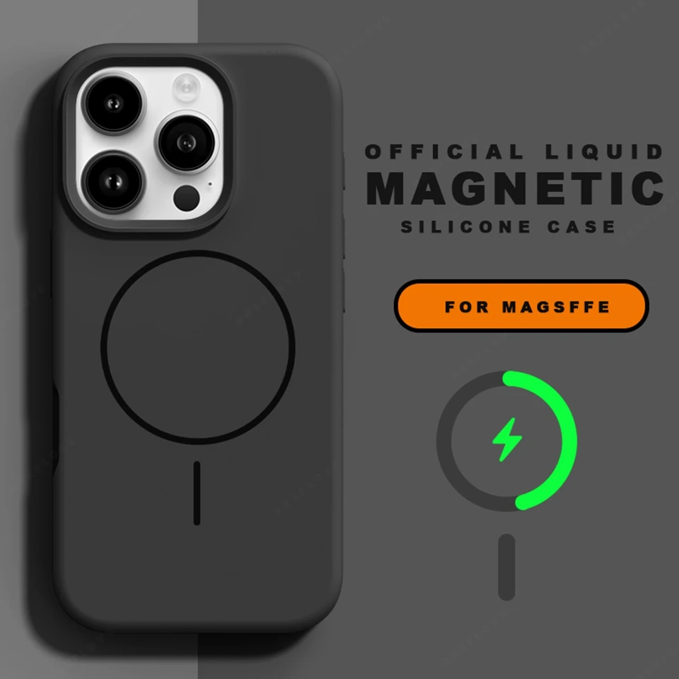 Official Magnetic Liquid Silicone Phone Case with MagSafe Charge Protector - Soft Cover