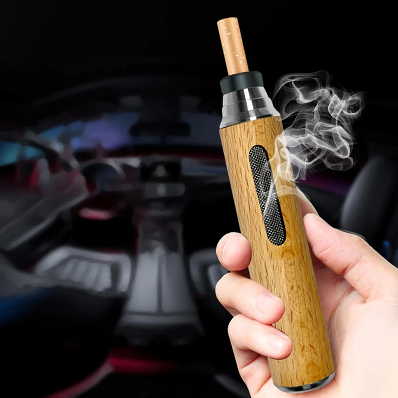 Portable Car Ashtray Mini Car Ashtray Anti Soot-flying Cigarette Cover Anti-ash Luxury Wood Cigarette Holder 4