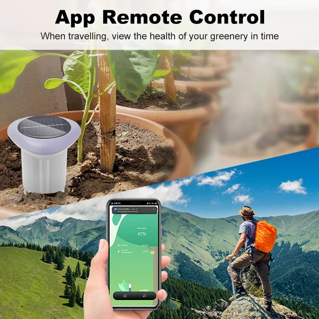 Tuya Zigbee Smart Solar Soil Sensor Tester Planting Moisture Temperature and Humidity Meter IP66 Grade APP Real Monitor Detector 2
