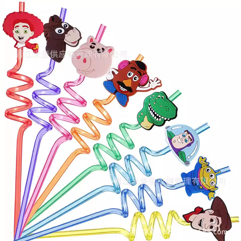 8pcs/set Cartoon Toy Story Straws Reusable Drinking Straws For Buzz Lightyear Birthday Party Decoration Supplies Children Gifts