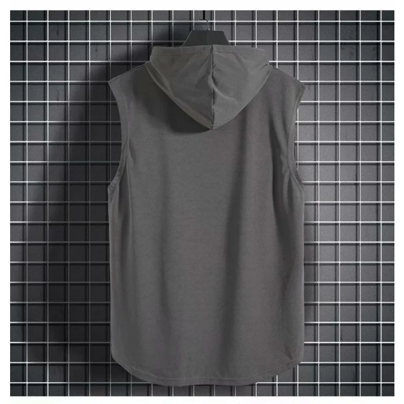 M-3XL Men's Tank Tops Vest Sleeveless Tees Hooded 3