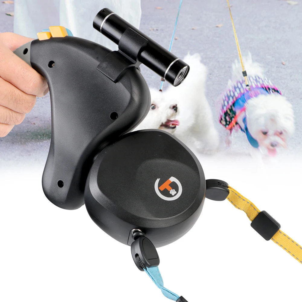 

Retractable for 2 Dogs Walking Pet Traction Rope Belt with Light Dual Dog Rope Leash Pet Supplies Double Rotation Pet Rope