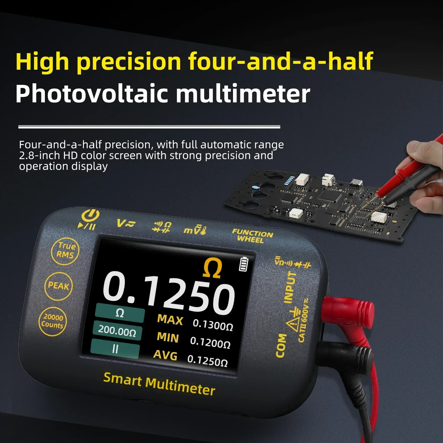 Intelligent Digital Multimeter 20000 Counts Voltage Real-Time Waveform Recording Temperature Test Lithium Battery Voltmeter