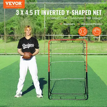 3x4.5 ft PitchBack 3-Way Trainer Baseball And Softball Rebounder Net 2