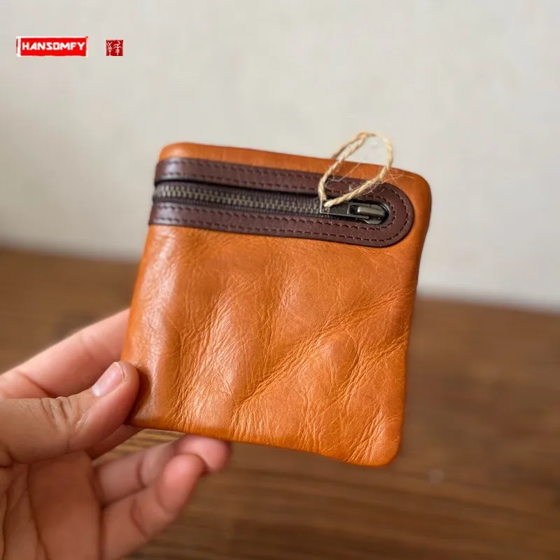 

Retro Men's And Women's Small Wallets First Layer Cowhide Youth Fashion Wallet Multiple Card Slots Soft Leather Purses