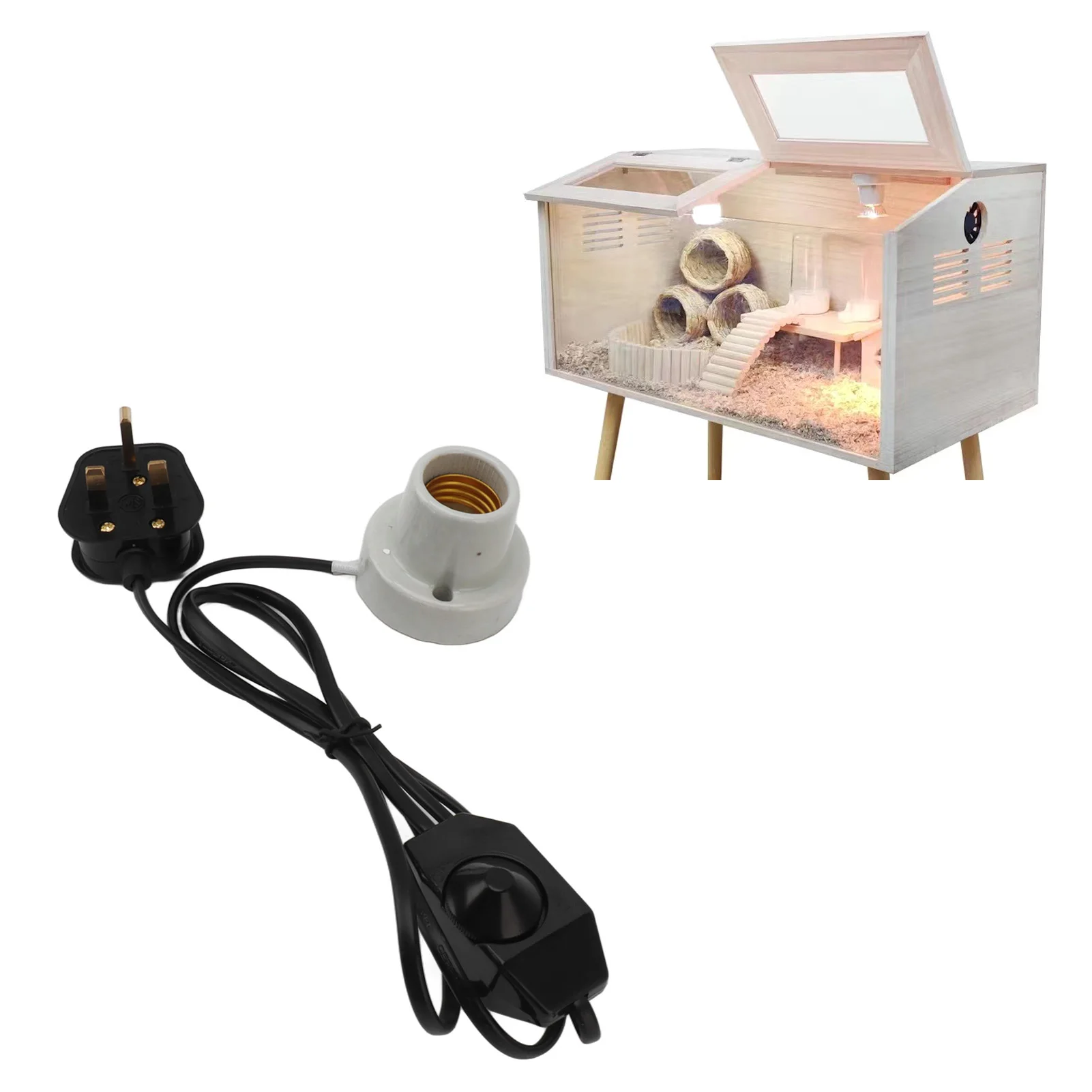 Reptile Ceramic Heat Lamp Holder E27 Socket Safety Thermooptic Switch Reptile Heat Lamp Fixture Holder for Tortoise for Lizard