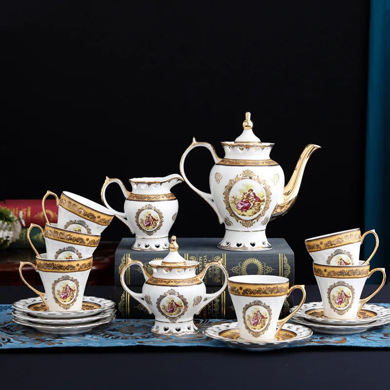 Tazza Da Tè Vintage In Porcellana Bone – Con Cucchiaio E Piattino – Elegante, Regalo In Confezione (Blu) - 2