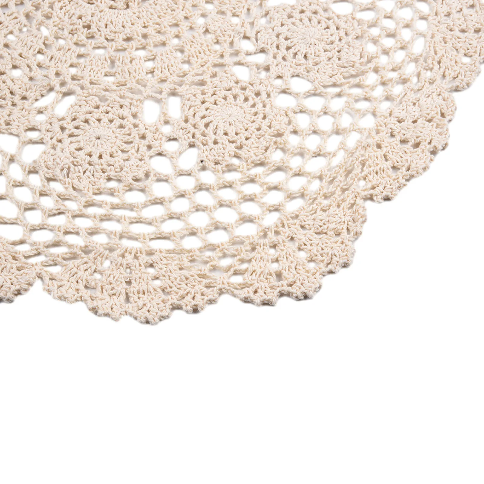 

Small Round Lace TableClothVintage Crochet Table Lamp Cushion Insulation Pads Cotton Floral Tablecloth 50cm Home Decoration