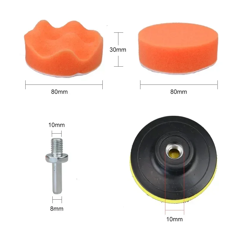 7/11pcsPolishing Sponge Plate Set Imitation Plush Waxing Grinding Cleaning Sponge Wheel Car Beauty Set Electric Drill Polishing 3