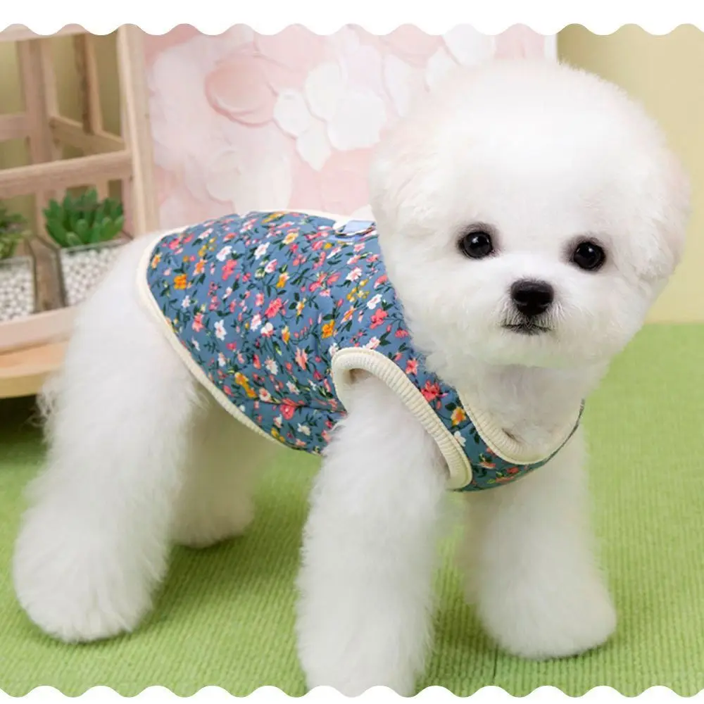 Fashion Puppy Vest Thickened Winter Warm Pet Dog Clothes Pet Supplies Floral Prints Cat Clothes Winter Gift