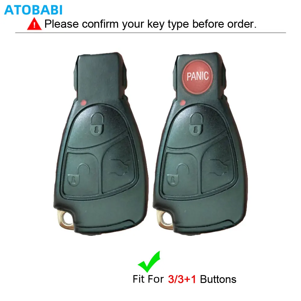 Lunwag Car Key Rear Cover Case - Replacement Shell For Mercedes Benz 3-Button Key Fobs