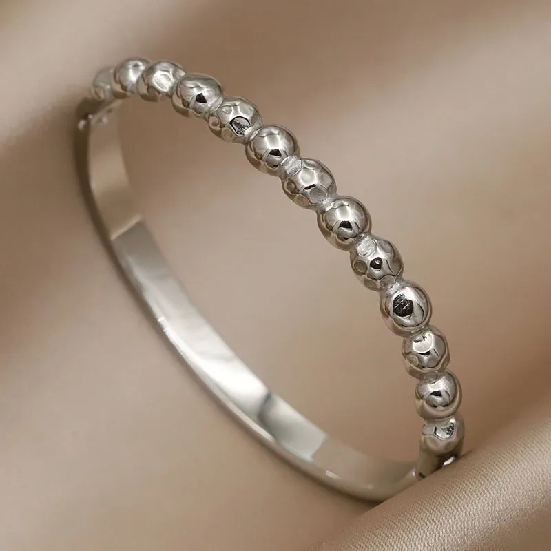 Stainless Steel Metal Beads Bangles&bracelets for Women Fashion Brand Jewelry Simple Style Bangles Accessories