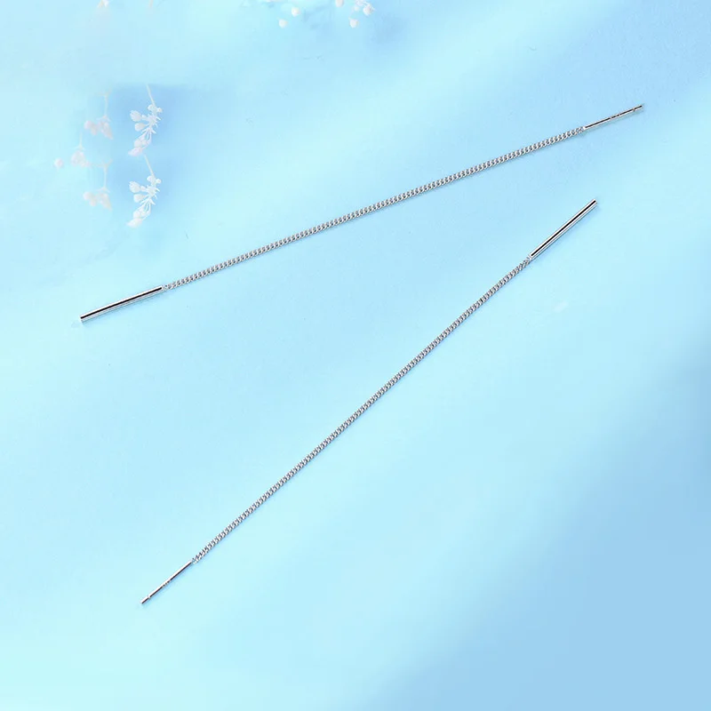Minimalist Geometric Stick Bar Dangle Drop Silver Earrings for Women