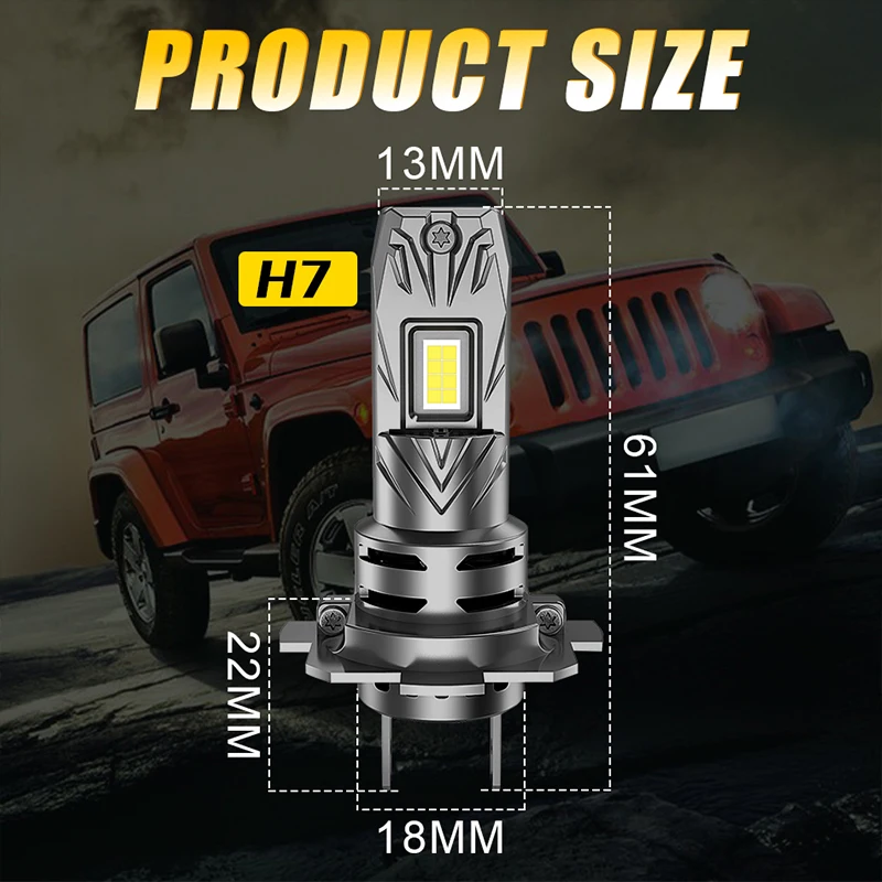 2PCS H7 Turbo For Car LED Headlight Bulbs Canbus No Error 1000W Auto lights 6000K Mini Super Bright Headlamps Plug&Play 12V 24V