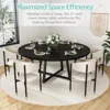Black Round Dining Table for 6 - Modern Circle 51 Inch Large Room Kitchen Dinning Tables for 4 to 6 Person Seats Small Spaces 5