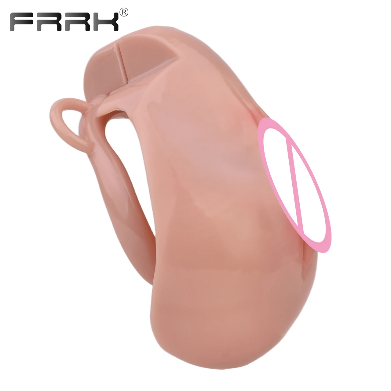FRRK Full Cover Pussy Hole Plastic Chastity Cage with Strapon Elastic Belt in Gift Box Vagina Texture Cock Lock BDSM Sex Toys