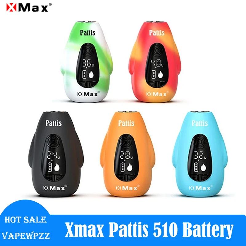 

Original Xmax Pattis 510 Cartridge Battery 500mah Build In Battery 0.6 lnch Led Screen 10S Pre-Heating Batteries Mod Vape Mod