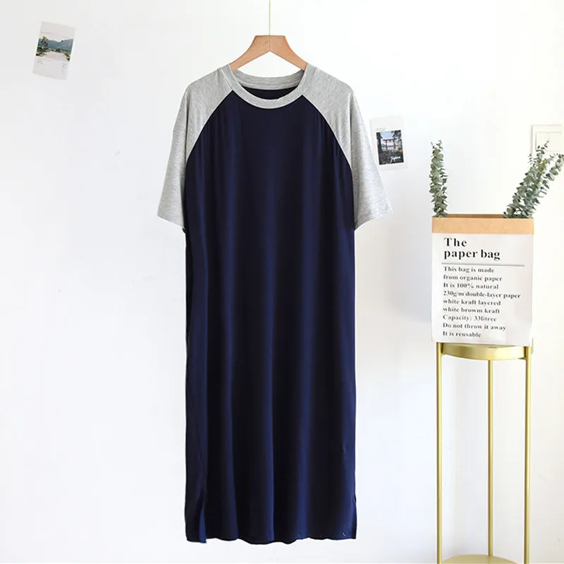 

Patchwork Color Short Sleeve Nightgowns For Women Night Shirt Comfort Cotton Sleepwear Dress Loose Spring Summer Nightdress