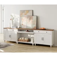 Buffet Cabinet with 4 Doors and 2 Drawers,Wood Kitchen Storage Cabinets, Farmhouse Sideboard Credenza with 2 Open Shelves 1