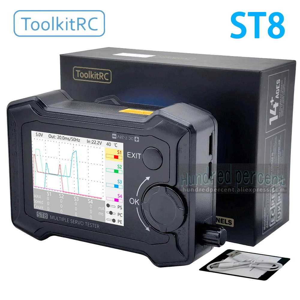 재고 있음 ToolkitRC ST8 2.4 TFT 7-28V 8채널 서보 통합 테스터 ..