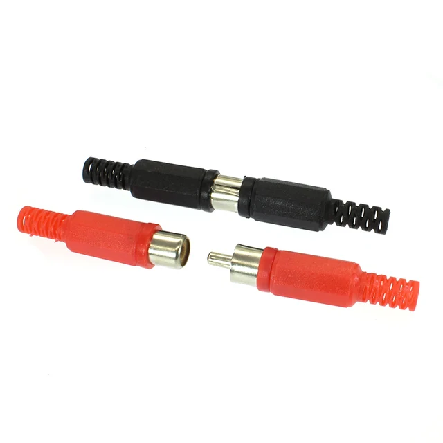 10 pcs/lot 5 Black 5 Red video RCA AV Plug Connectors Plastic Housing Stereo Audio Horn Plug Channel Dual Crimp Terminal DIY mix