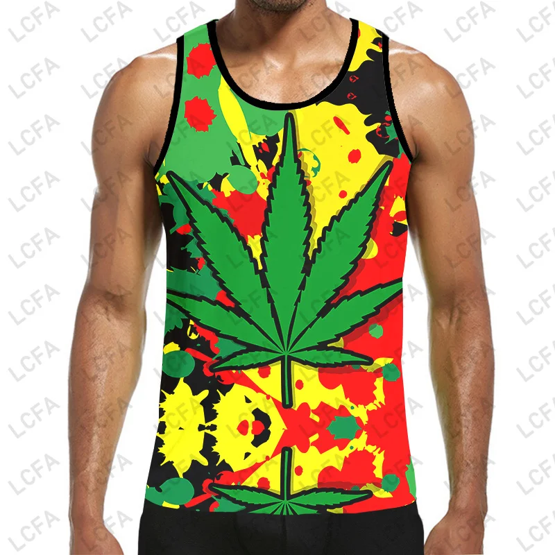 

Мужская жилетка с 3D-принтом листьев и марихуаны, в стиле Харадзюку