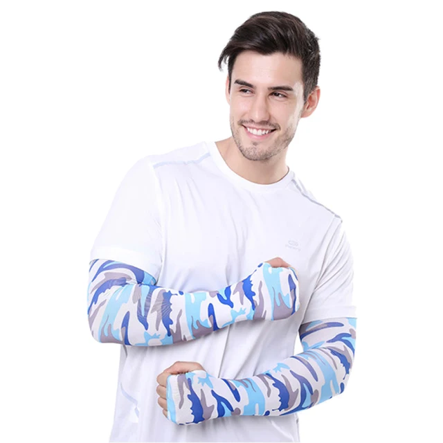 Golf Game Arm Sleeves UV Protection Running Cycling Outdoor Sport Half Finger Sleeves Sunscreen Arm Cool Ice Silk Arm Cover Cuff 6