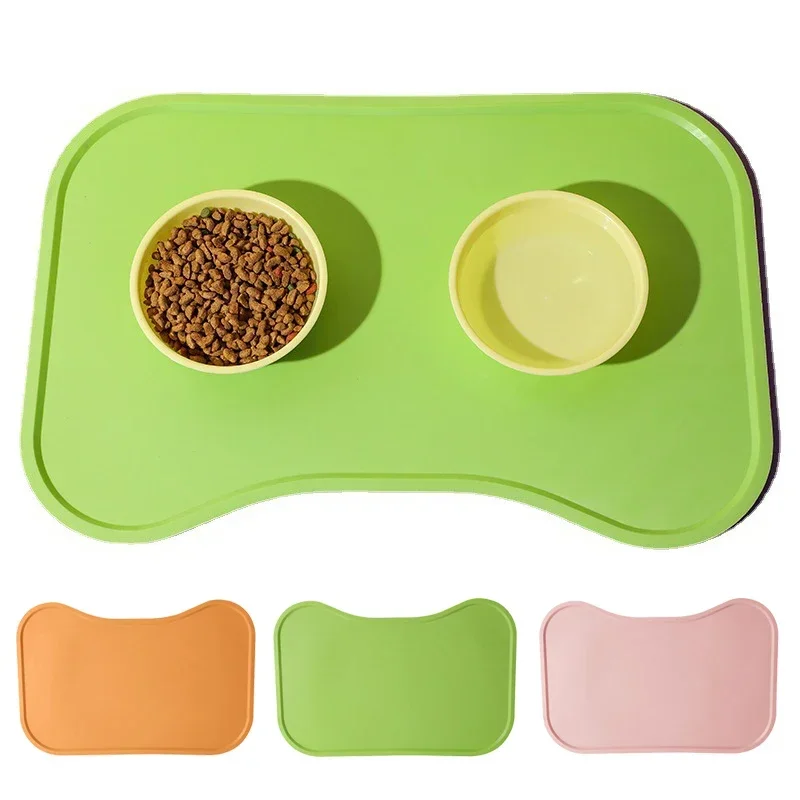 

Dog Cat Bowl Food Mat with High Lips Silicone Non-Stick Waterproof Pet Food Feeding Pad Puppy Feeder Tray Water Cushion Placemat