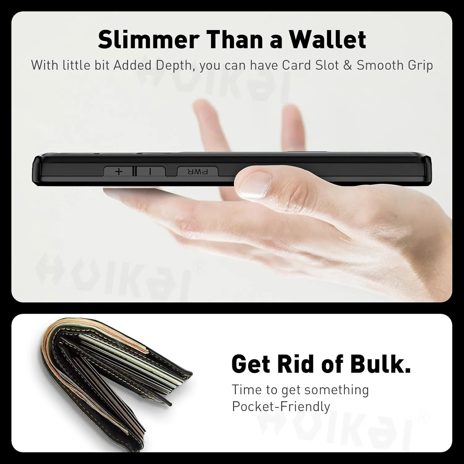 Slim Wallet Card Holder Case with Slide Slot and Heavy Duty Protection