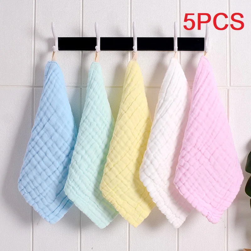 5pcs Cotton Gauze Baby Towels 30*30cm Square Soft Solid Color Newborn Infant Wash Face Hand Bathing Towel Bibs Handkerchief cotton towel baby towel square towel