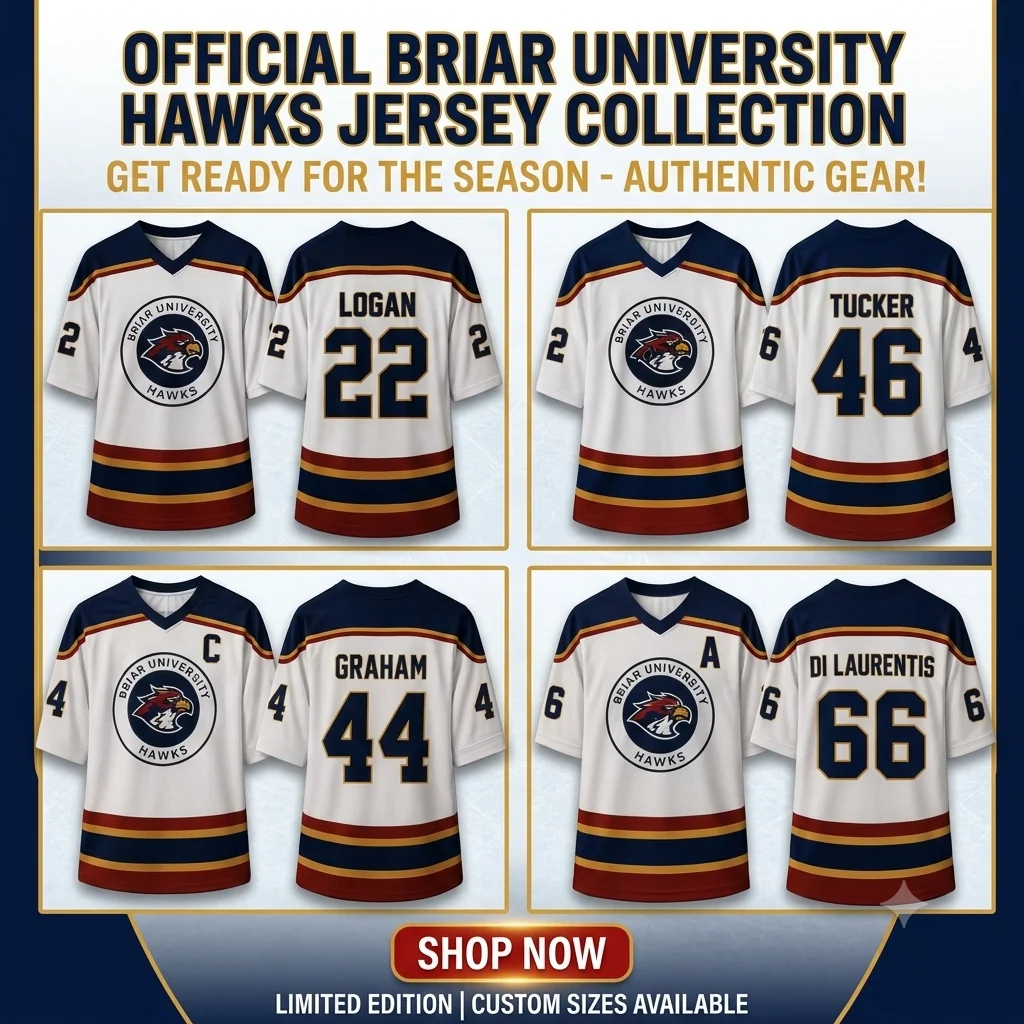 Briar University Hawks Hockey-Trikot Elle Kennedy Off-Campus Graham 44 Logan 22 Tucker 46 DiLaurentis 66 Cosplay Y2K Sportshirt