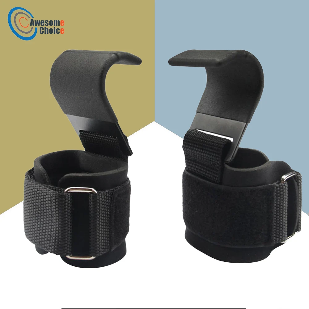 

1 pair Adjustable Steel Hook Grips Straps Weight Lifting Strength Training Gym Fitness Wrist Support Lift Straps Pull-up Hook