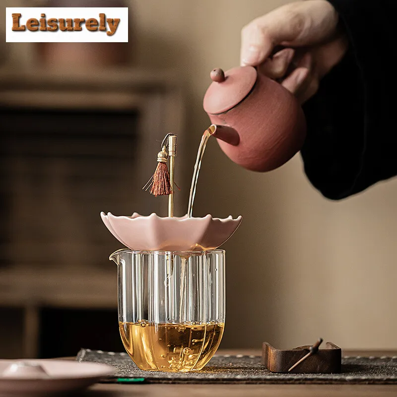 Creative Ru Kiln Spin Umbrella Tea Filter Group Tea Making Tool Ice Cracked Glaze Tea Pet Play Household Kung Fu Set Accessories