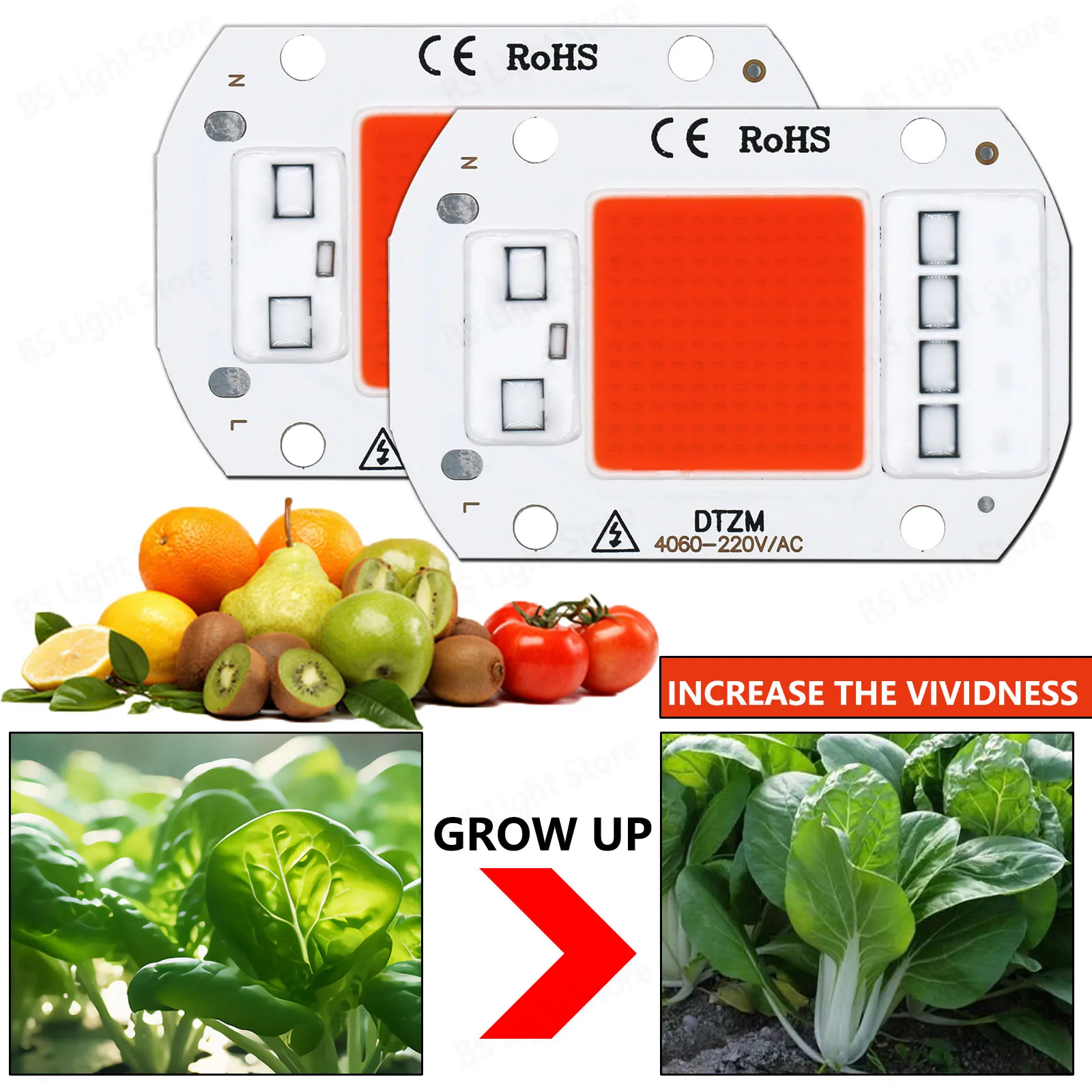 LED Grow Light Full Spectrum 5W 10W 20W 30W 50W COB LED Chip 220V No need driver Phyto Lamp For Indoor Plant Light Seedling Lamp,led grow light,grow light