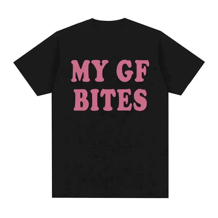 My Gf Bites Fun Pattern T-shirt Women's Beautiful Fashion High Quality T-shirt Summer Casual Extra Large T-shirt 1
