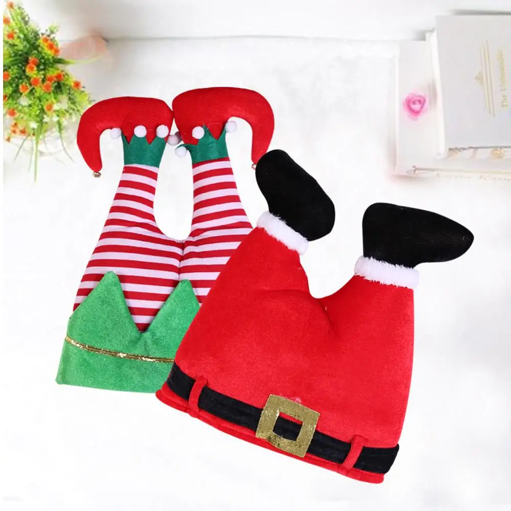 

Felt Plush Christmas Hats New Christmas Pants Striped Elf Hat Bell Holiday Theme Santa Claus Hats Christmas