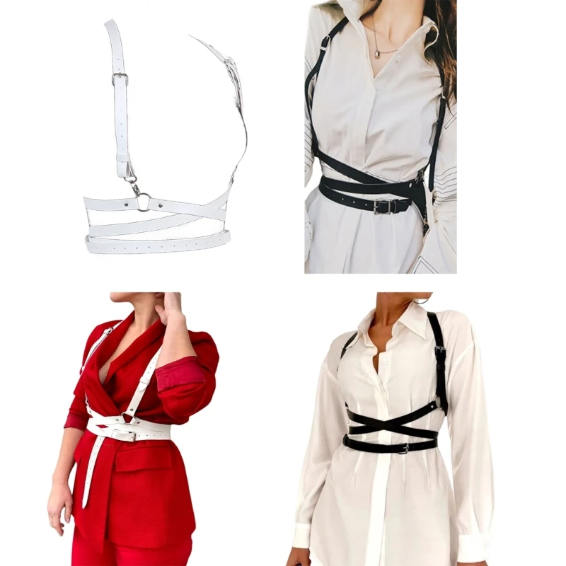

Punk Body Chain Belt Leather Harness For Women Underbust Corset Top With Strap