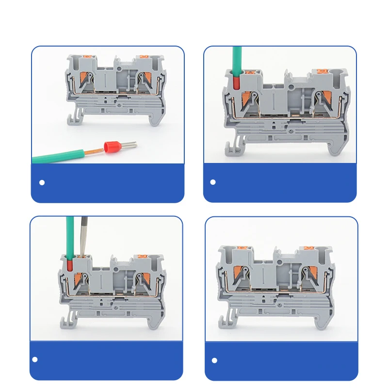 PT 2.5 Push-in Type Spring Crimping DIN Rail Terminal Blocks Kit Set 31A 800V din rail terminal block din rail