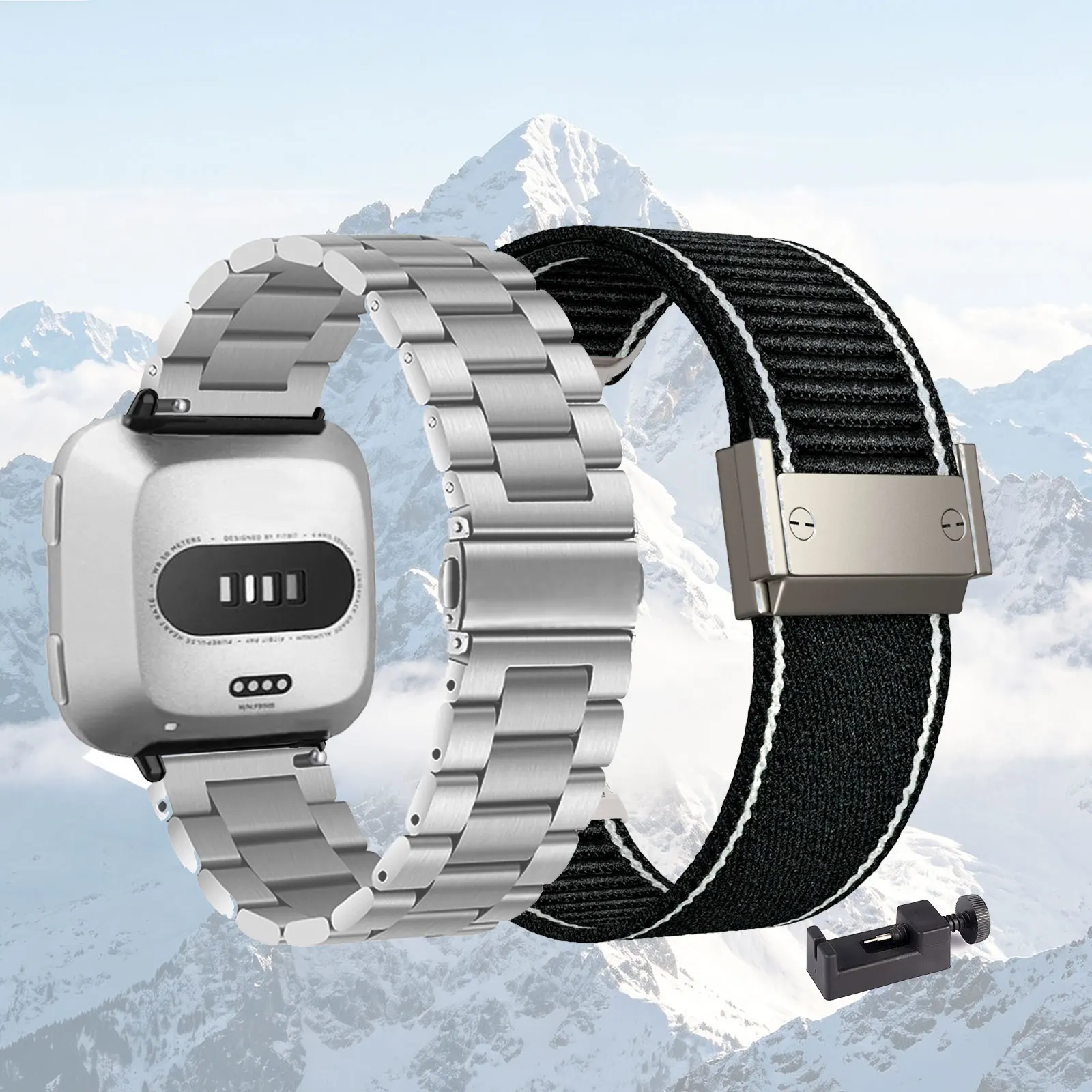 Set of Two Stylish Bands: Metal & Nylon Strap Duo