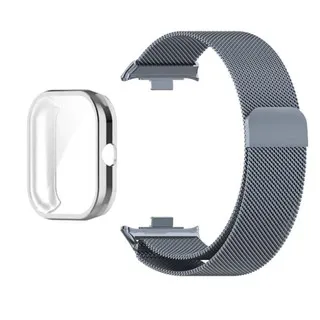 Elegant Metal Strap with TPU Soft Case Screen Protector for Xiaomi Redmi Watch 4 - Milanese Magnetic Watchband Replacement