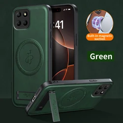Custodia in pelle magnetica per telefono con stand e capacità di ricarica wireless
